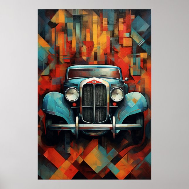 Vintage Car Painting Abstract Art Poster (Front)