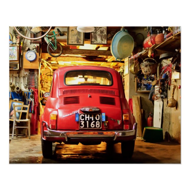 Vintage car Perfect Poster | Fiat 500 | Rome Italy (Front)