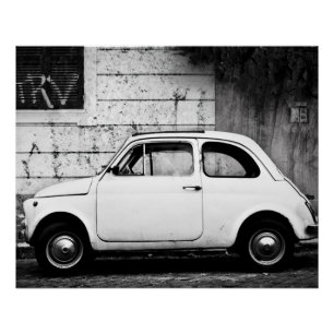 Vintage car Perfect Poster Fiat 500 Rome Italy