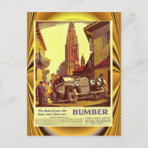 Vintage car poster, Humber, British Car Postcard