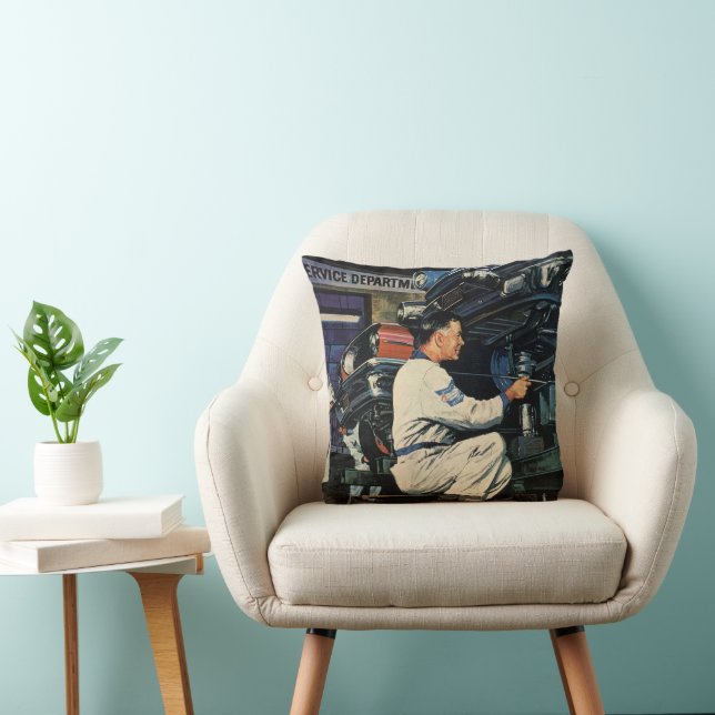 Vintage Car Repair Service Business Auto Mechanic  Cushion (Chair)