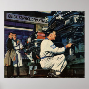 Vintage Car Repair Service Business Auto Mechanic Poster