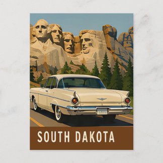 🏞️ Vintage Car Rocky Landscape Travel Postcard