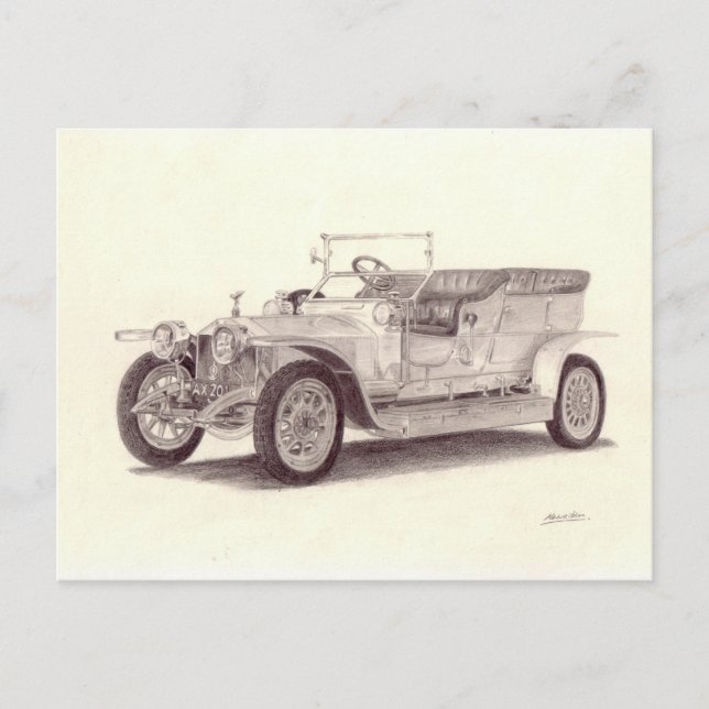 Vintage Car: Rolls Royce Silver Ghost Postcard (Front)