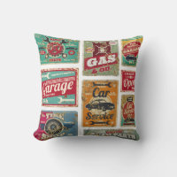 Vintage car service and gas station vintage metal