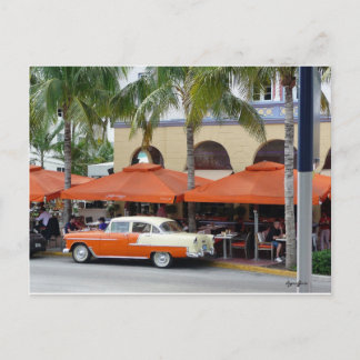 Vintage Car South Beach Florida Postcard