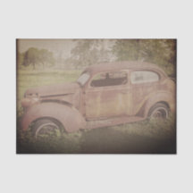 Vintage Car Tissue Paper Decoupage