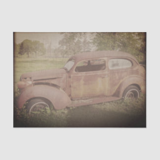 Vintage Car Tissue Paper Decoupage