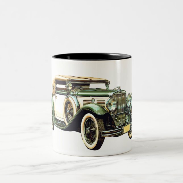 Vintage Car. Two-Tone Coffee Mug (Center)