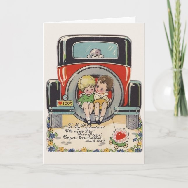 Vintage Car Valentine Greeting Card (Front)
