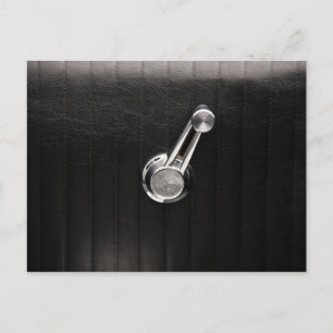 Vintage car window crank postcard
