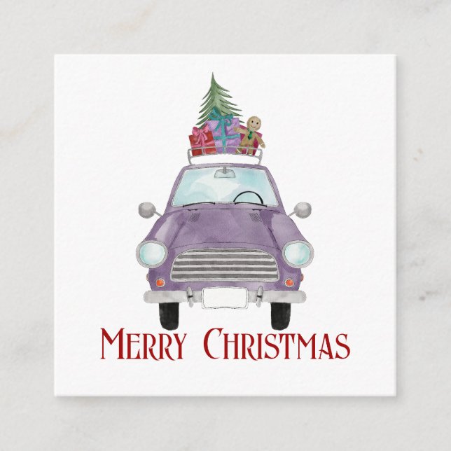 Vintage car with Christmas Gifts  Holiday Card (Front)