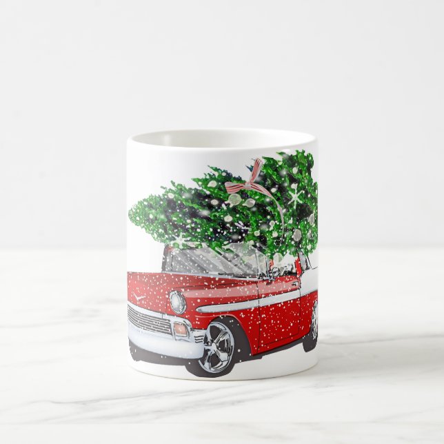 Vintage Car with Christmas Tree Coffee Mug (Center)