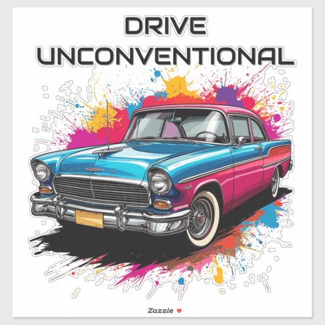 Vintage Car with Colourful Paint Splashes (Sheet)