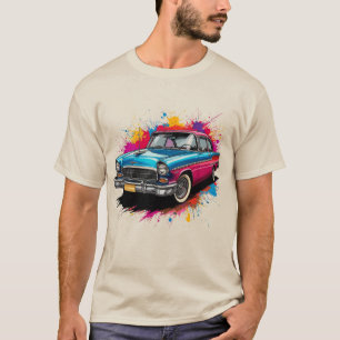 Vintage Car with Colourful Paint Splashes T-Shirt