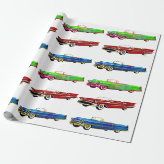 vintage car wrapping paper