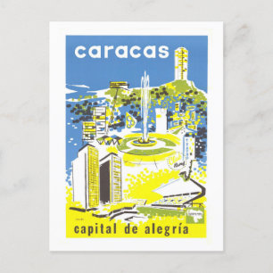 Vintage Caracas, Venezuela, Travel Poster Postcard