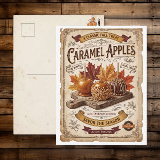 Vintage Caramel Apples | Autumn Blessings Postcard