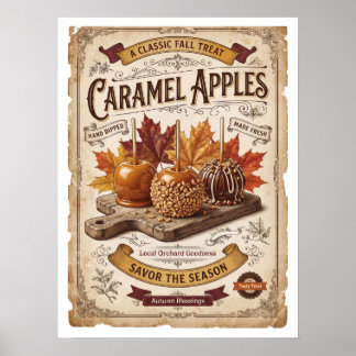 Vintage Caramel Apples | Autumn Blessings Poster