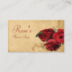 Vintage Caramel Brown & Rose Florist Business Card