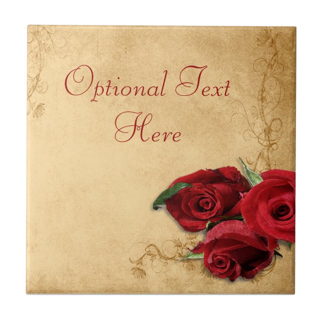 Vintage Caramel Brown & Rose Tile (Front)