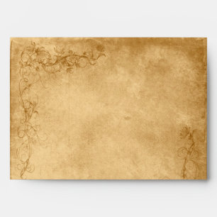 Vintage Caramel Brown & Rose Wedding Envelopes