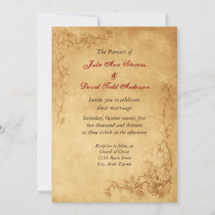 Vintage Caramel Brown Wedding Invitation