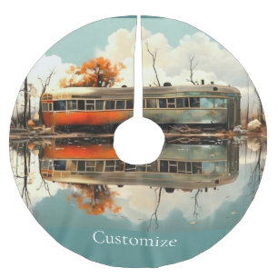 Vintage Caravan Trailer RV Thunder_Cove Brushed Polyester Tree Skirt