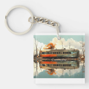 Vintage Caravan Trailer RV Thunder_Cove Key Ring