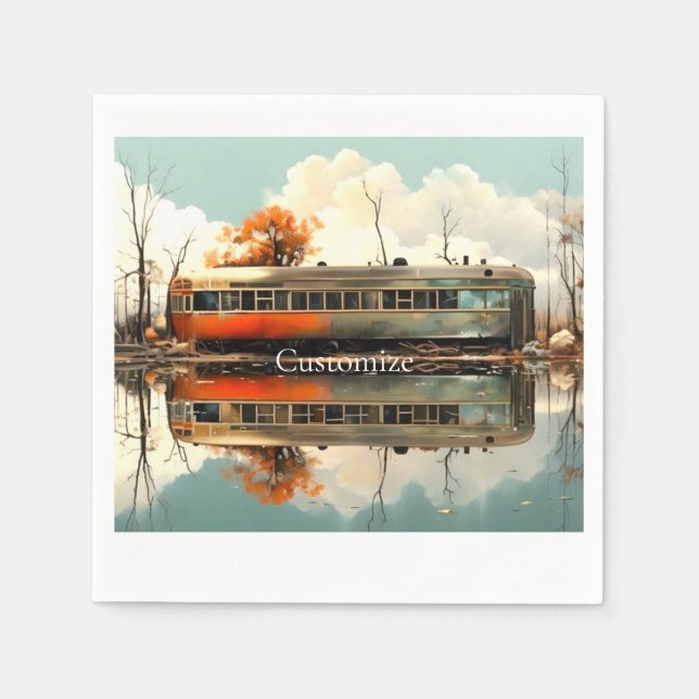 Vintage Caravan Trailer RV Thunder_Cove Napkin (Front)