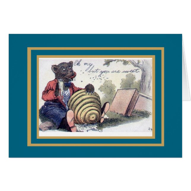 Vintage Card Bear Honey You Are Sweet (Front Horizontal)
