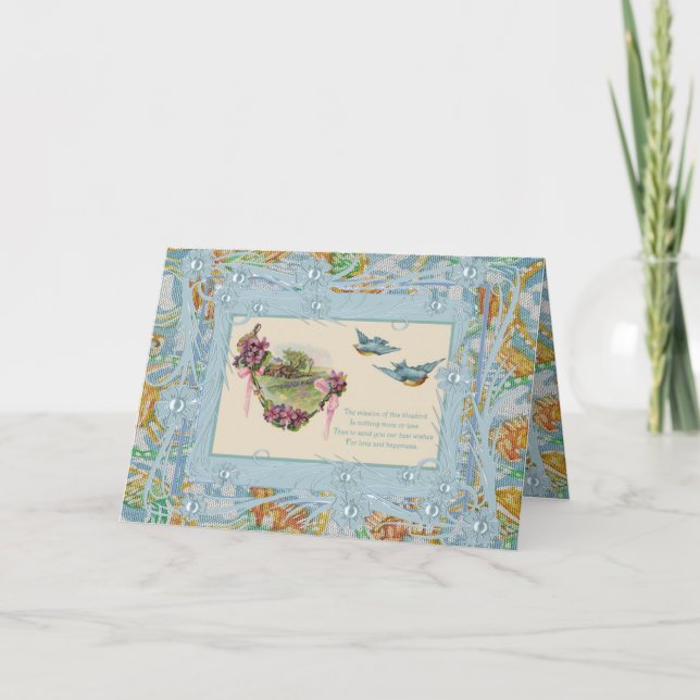 Vintage Card Bluebirds Best Wishes (Front)