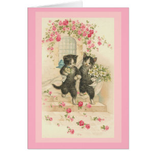 Vintage Card Cats Wedding