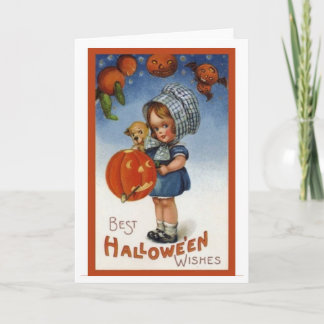Vintage Card  Design-Best Halloween Wishes