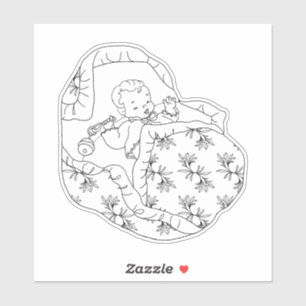 Vintage Card girl baby shower Line art Colouring