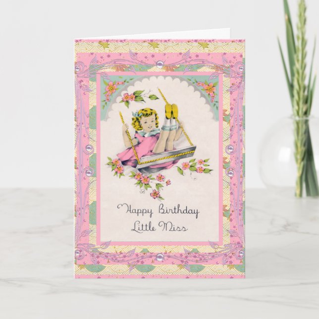 Vintage Card Happy Birthday To Little Girl (Front)
