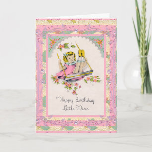 Vintage Card Happy Birthday To Little Girl