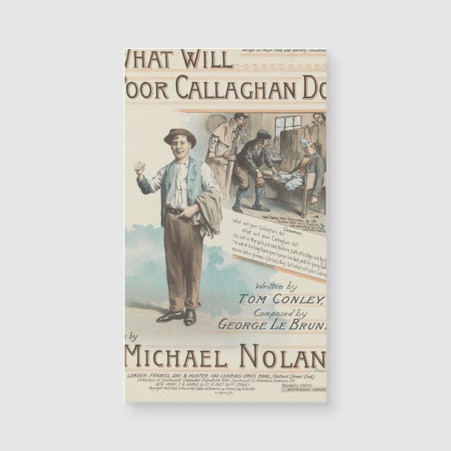 Vintage Card, Magnetic, Business Card Size (Front)