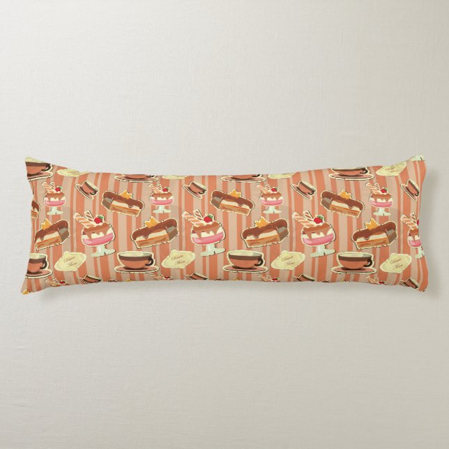 Vintage Card With A Strawberry Dessert Body Cushion (Front)