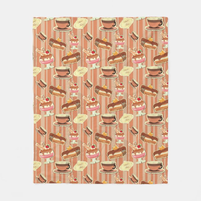 Vintage Card With A Strawberry Dessert Fleece Blanket (Front)