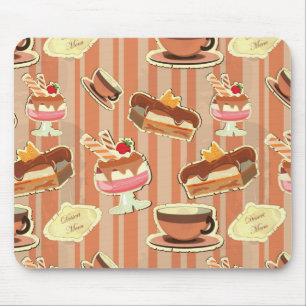 Vintage Card With A Strawberry Dessert Mouse Mat