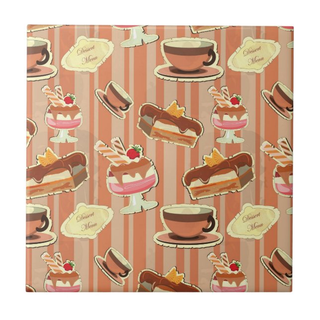 Vintage Card With A Strawberry Dessert Tile (Front)