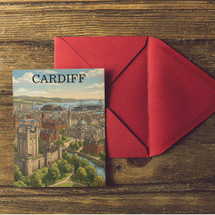 Vintage Cardiff Wales UK City View Travel Postcard