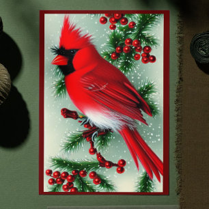 Vintage Cardinal Christmas Card Holiday Greeting