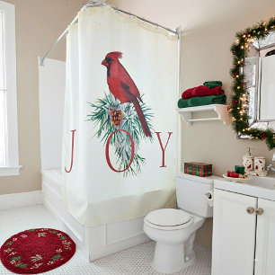 Vintage cardinal custom Christmas Holiday Shower Curtain