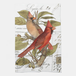 Vintage Cardinal French Script Kitchen Hand Towel