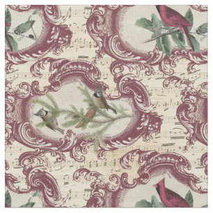 Vintage Cardinals and Sheet Music Fabric