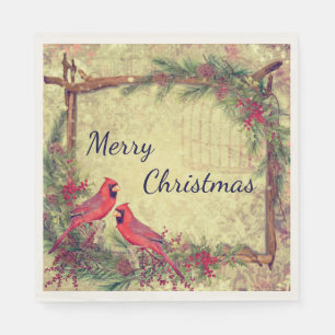 Vintage Cardinals Christmas Napkin