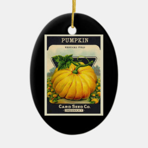 Vintage Card's Pumpkin Seed Package Ceramic Tree Decoration