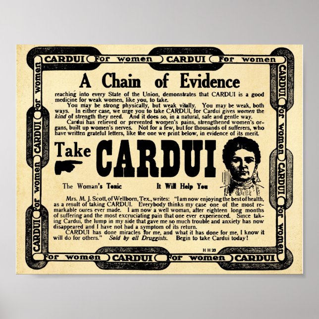 Vintage Cardui Medicine For Women Print (Front)